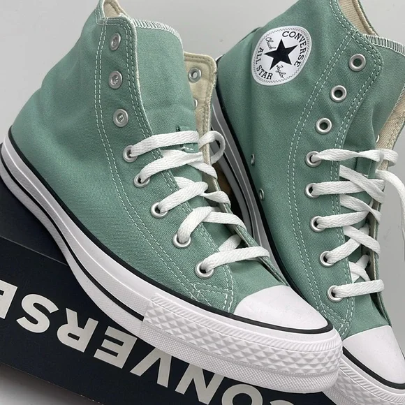 Converse Men’s High Tops in Mint Green  Chuck Taylor All Star Canvas Sneakers - Picture 6 of 16